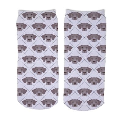 Adorable Dog Breed Design Novelty Argyle Socks (Weimaraner)