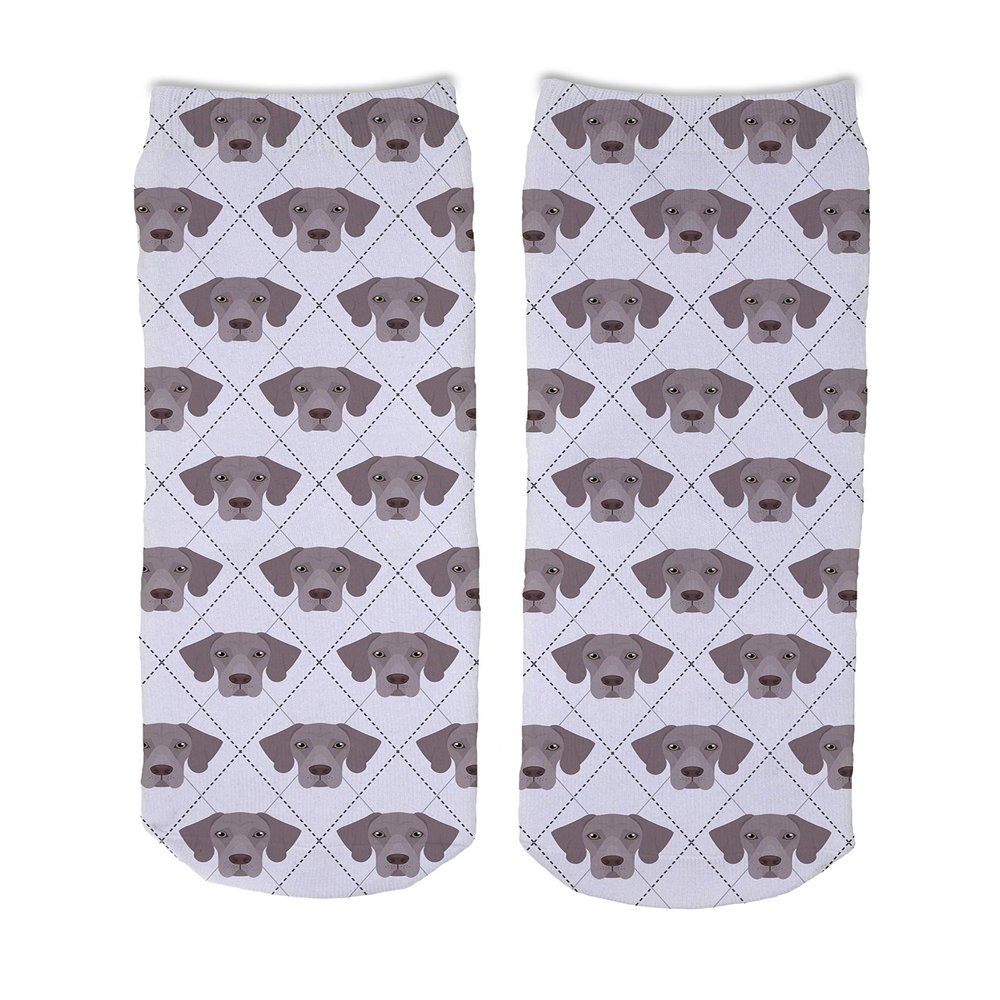 Adorable Dog Breed Design Novelty Argyle Socks (Weimaraner)