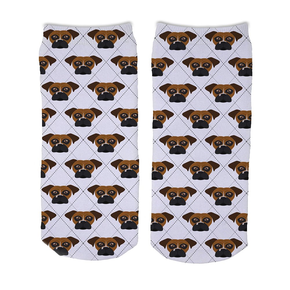 Adorable Dog Breed Design Novelty Argyle Socks (Boxer)