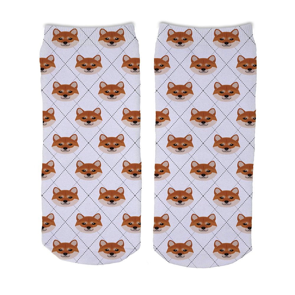 Adorable Dog Breed Design Novelty Argyle Socks (Shiba Inu)