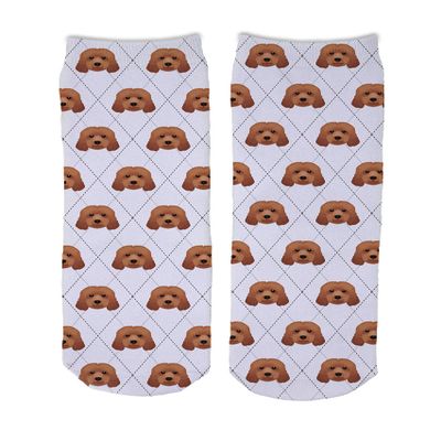 Adorable Dog Breed Design Novelty Argyle Socks (Goldendoodle)