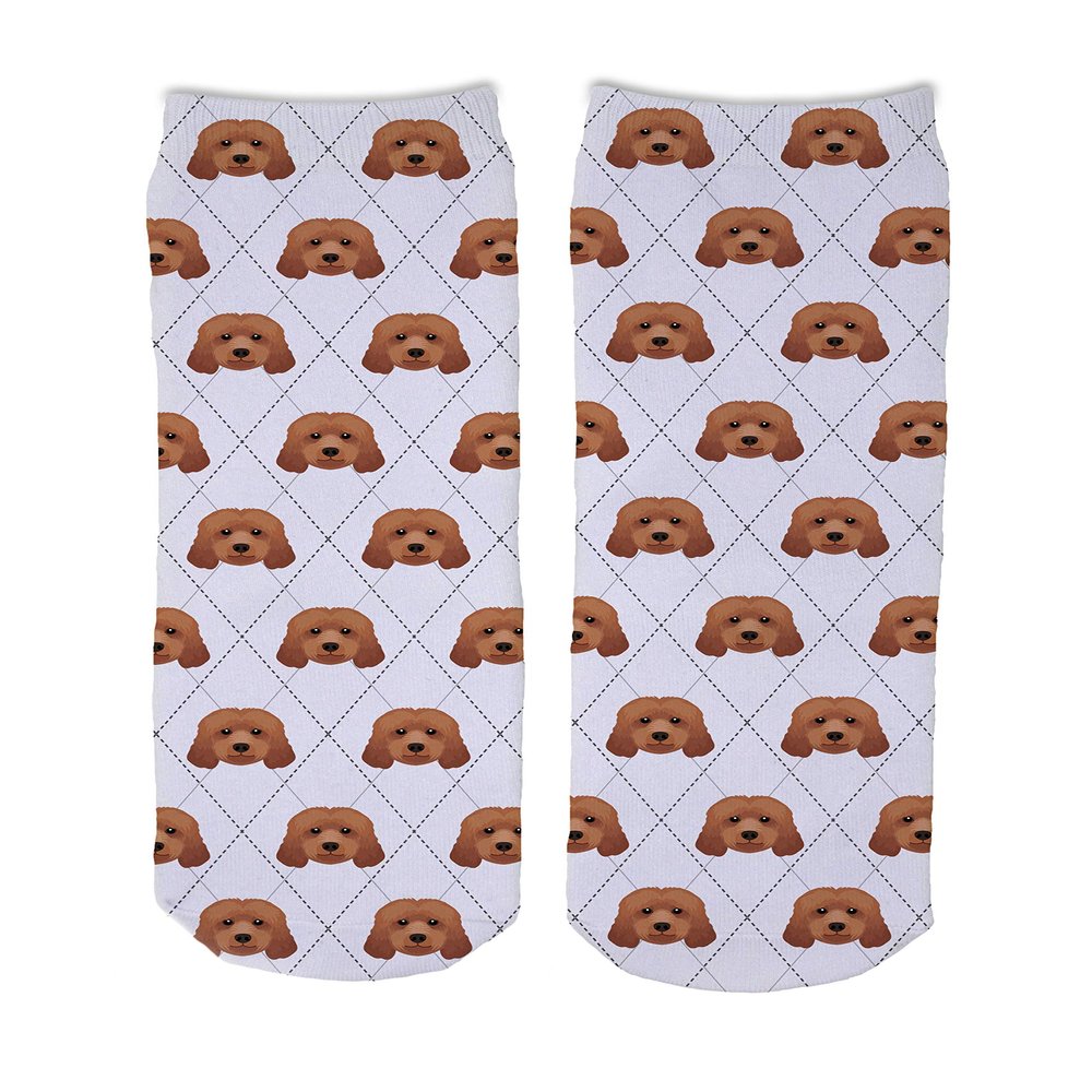Adorable Dog Breed Design Novelty Argyle Socks (Goldendoodle)