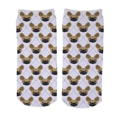Adorable Dog Breed Design Novelty Argyle Socks (French Bulldog)