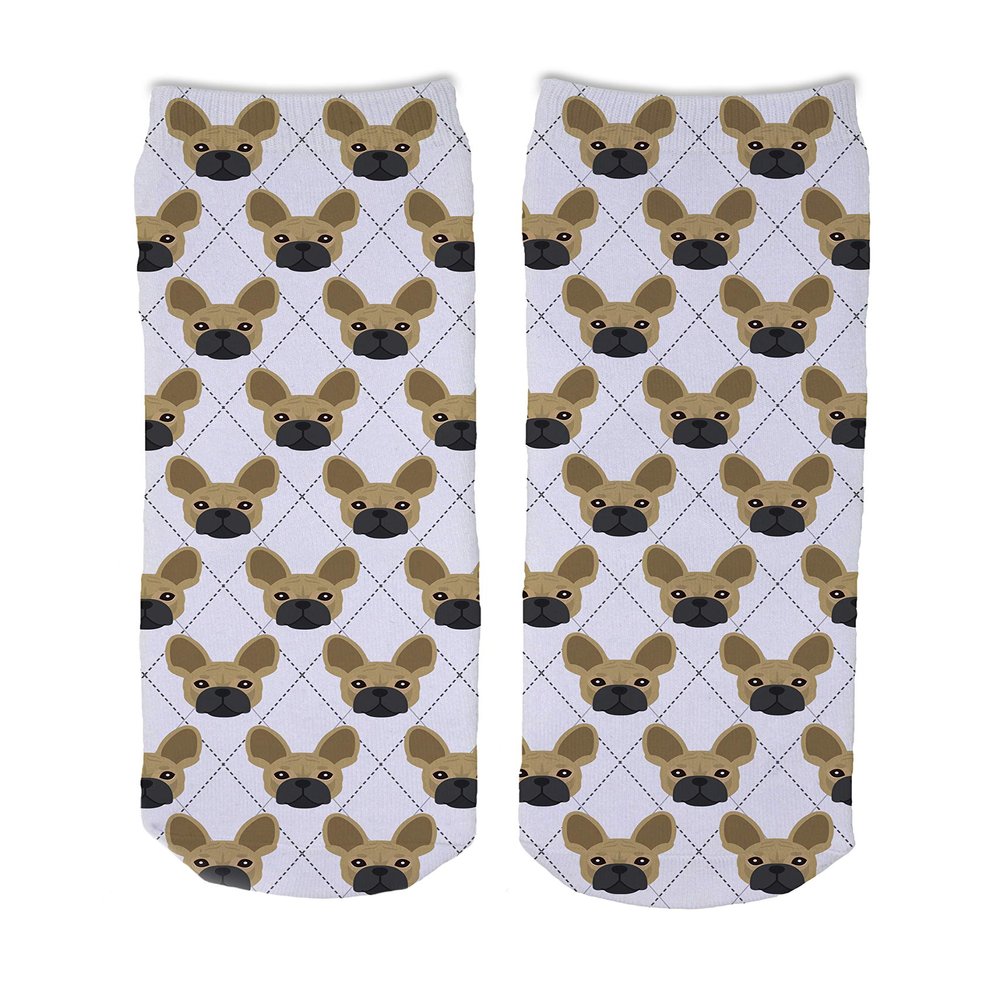 Adorable Dog Breed Design Novelty Argyle Socks (French Bulldog)