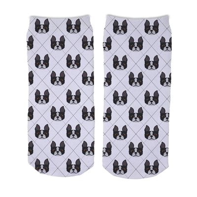 Adorable Dog Breed Design Novelty Argyle Socks (Boston Terrier)
