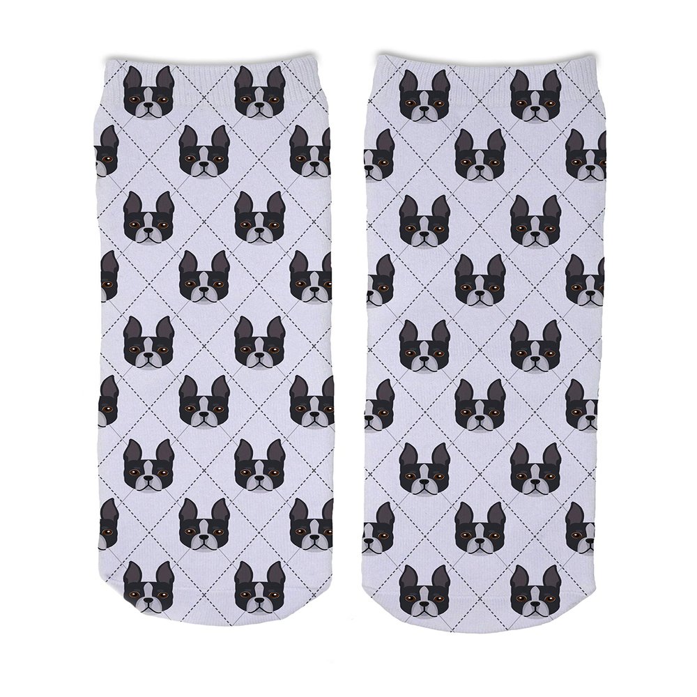 Adorable Dog Breed Design Novelty Argyle Socks (Boston Terrier)