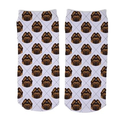 Adorable Dog Breed Design Novelty Argyle Socks (German Shepherd - Puppy)