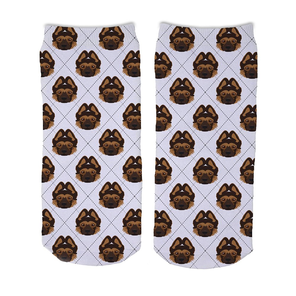 Adorable Dog Breed Design Novelty Argyle Socks (German Shepherd - Puppy)