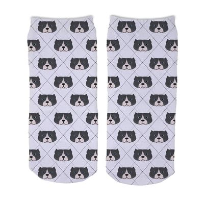 Adorable Dog Breed Design Novelty Argyle Socks (Pitbull)