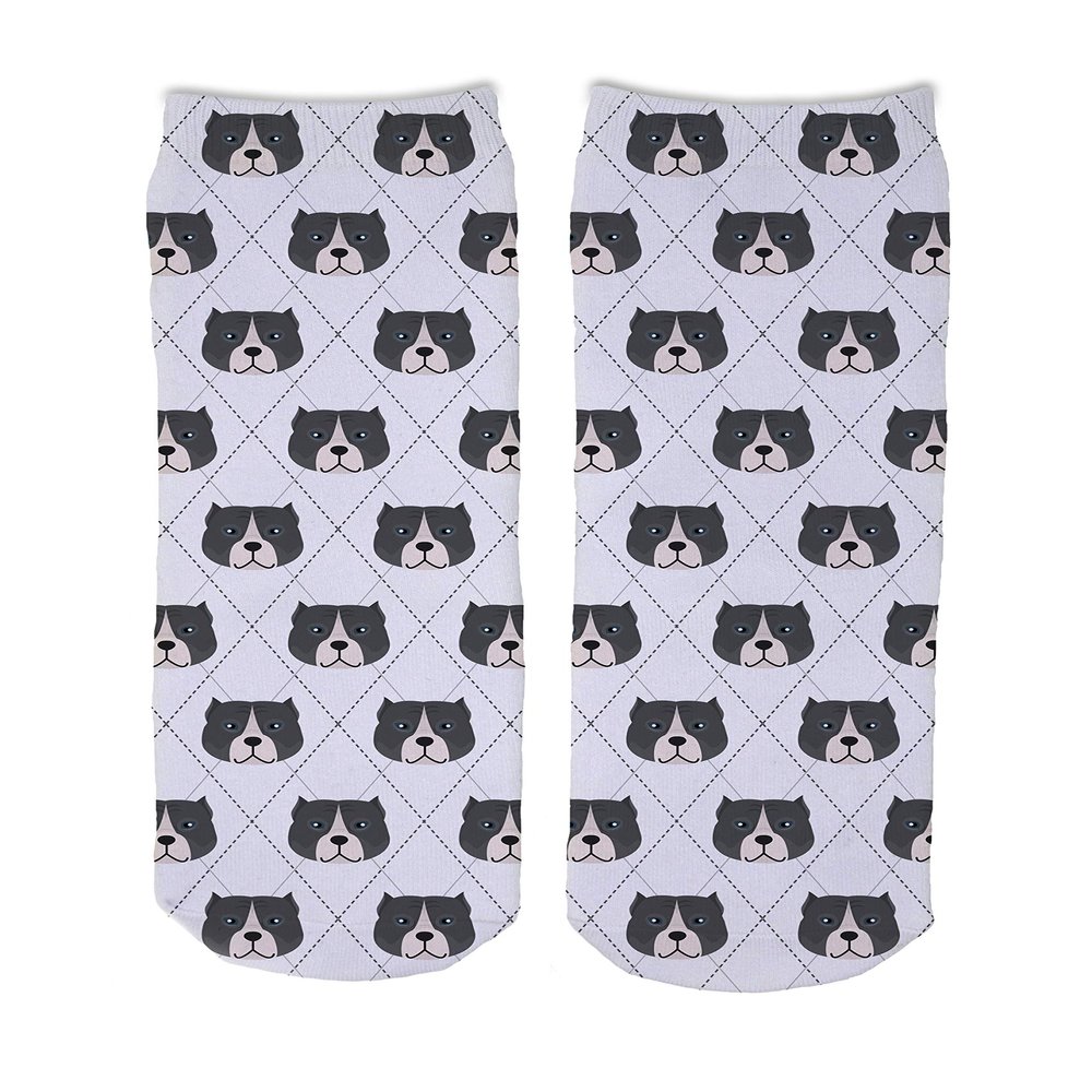 Adorable Dog Breed Design Novelty Argyle Socks (Pitbull)