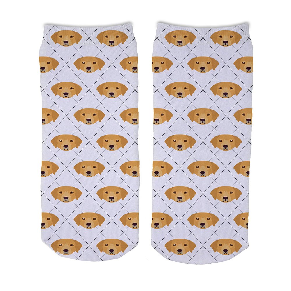 Adorable Dog Breed Design Novelty Argyle Socks (Golden Retriever)