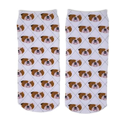 Adorable Dog Breed Design Novelty Argyle Socks (English Bulldog)
