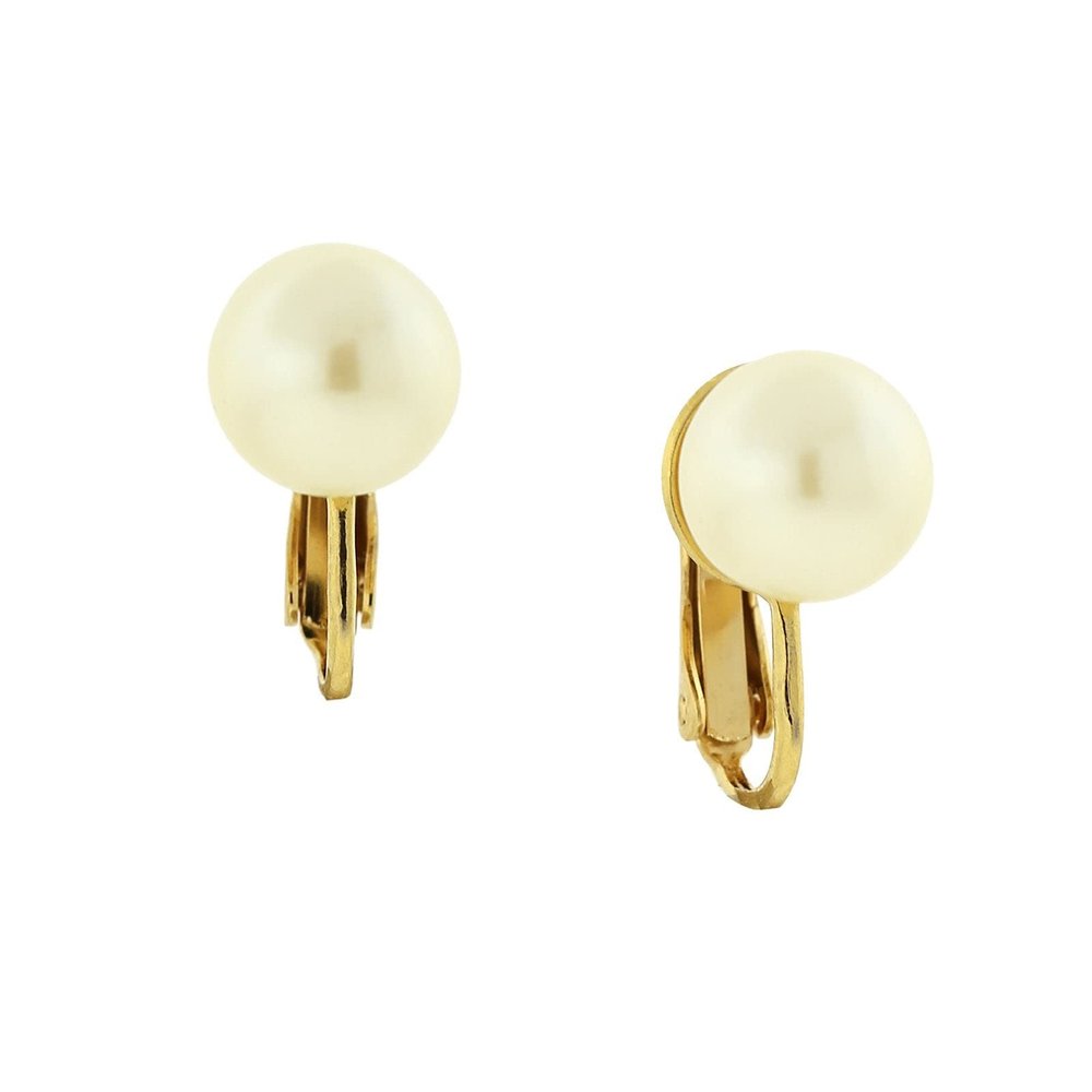 1928 Jewelry Petite Classic Faux Pearl Clip On Earrings For Women, Non Piercing Ear Rings, Pierceless Snap On Made In USA
