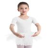 YOOJIA Kids Girls Short Sleeve X-Back Ballet Dance Dress Cotton Ruffle Tutu Skirted Gymnastics Leotard White 8-10 view 3