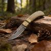 Damascus SANZ 4" Steel Lockback Folding Knife for Men  Pocket Knife for Men with Bone Handle, Engraved Brass Bolster, Green Wood Spacer & File Work EDC Knife for Collectors & Outdoor Use view 4