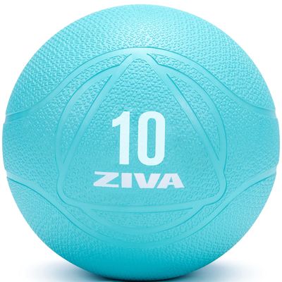ZIVA Medicine Exercise Ball - Durable Rubber Shell, Easy-Grip Textured Finish - Strength Training, Core Workouts - Turquoise 10lb