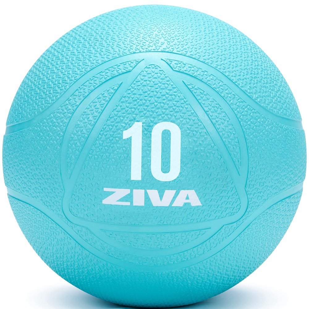 ZIVA Medicine Exercise Ball - Durable Rubber Shell, Easy-Grip Textured Finish - Strength Training, Core Workouts - Turquoise 10lb