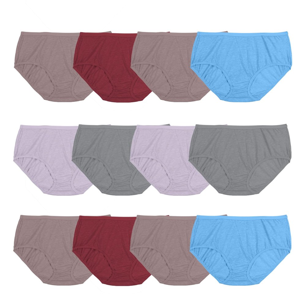 Fruit Of The Loom Womens Beyondsoft Underwear, Super Soft Designed With Comfort In Mind, Available Plus Size, Brief - Cotton Blend - 12 Pack - Colors May Vary, 10 US
