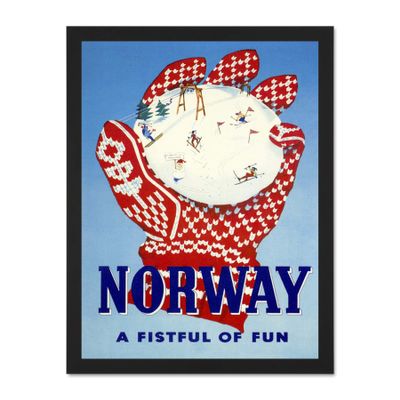 Wee Blue Coo Travel Tourism Winter Sport Ski Glove Norway Art Large Framed Art Print Poster Wall Decor 18x24 inch