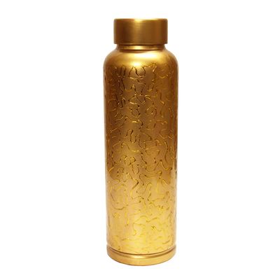 Vrindavan Bazaar Copper Bottle with Gold Design Finish