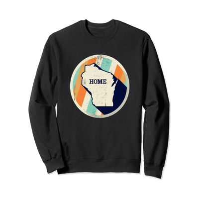Vintage Wisconsin Sweatshirt WI Home State Blue Retro Sweatshirt