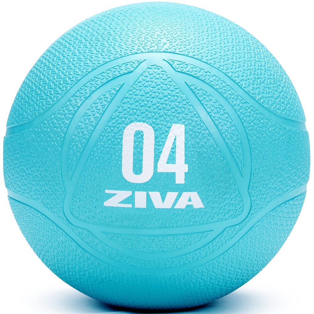 ZIVA Medicine Exercise Ball - Durable Rubber Shell, Easy-Grip Textured Finish - Strength Training, Core Workouts - Turquoise 4lb