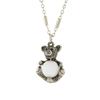 1928 Jewelry Womens Round White Quartz Gemstone Teddy Bear Pendant Necklace 16" + 3" Extension Chain view 1