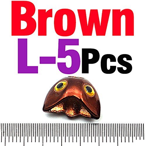 Jammas 5PCS Multiple Color Skull Sculpin Helmet Fish Flies Weighted Streamers Fly Tying Material - (Color: 5PCS Brown L)