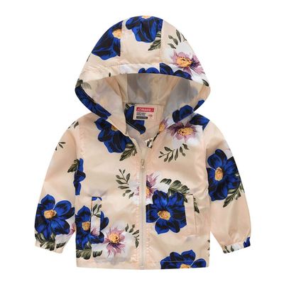 Baby Toddler Boys Girls Fall Spring Clothes Jacket 1-5 Years Old Kids Floral Flowers Hoodie Coats Tops (12-18 Months, Beige)