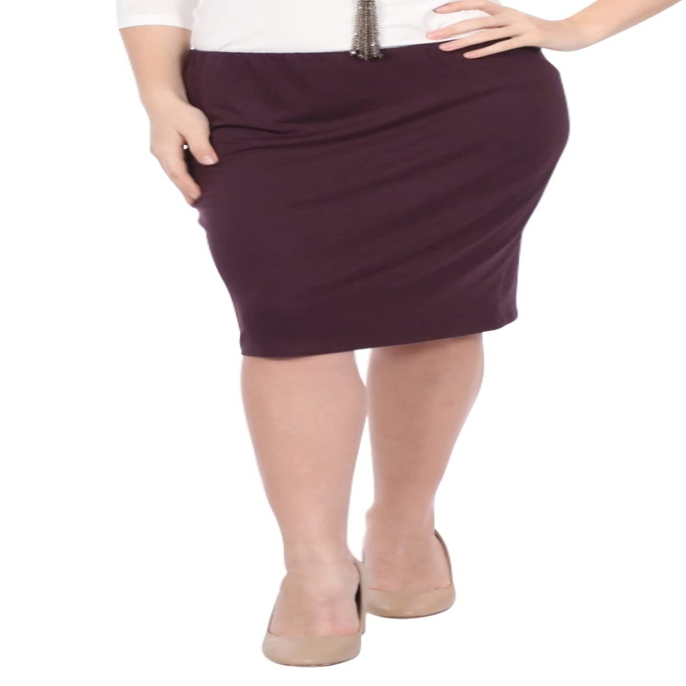 Kosher Casual Women's Modest Below The Knee Length Lightweight Double Layer Pencil Skirt Small Aubergine