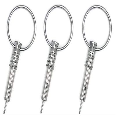 Three Pcs of Marine Grade Stainless Bimini Top Pins w/Drop Cam & Spring 1/4" x 1" Grip