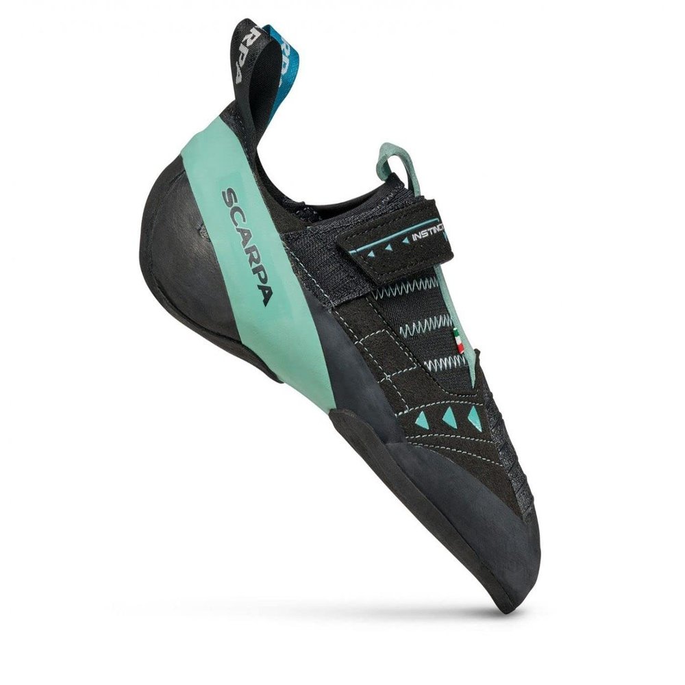 SCARPA Women's Instinct VS Rock Climbing Shoes for Sport Climbing and Bouldering - Low-Volume, Women's Specific Fit - Black/Aqua - 8.5-9 Women