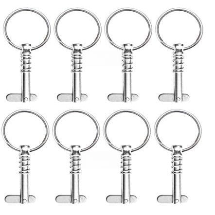 Eight Pcs of Marine Grade Stainless Bimini Top Pins w/Drop Cam & Spring 1/4" x 1" Grip