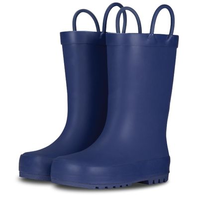 LONECONE Rain Boots with Easy-On Handles in Matte Colors for Boys and Girls, Play-Proof Flexible Rubber, Durable Non-Slip Treads, Kid-Friendly for Hours of Joy - Ribbon Blue, 9 Toddler
