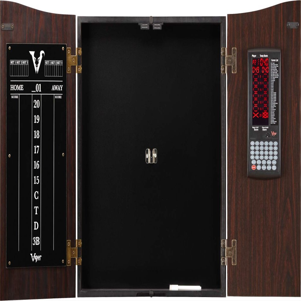 Viper by GLD Products Vault Deluxe Dartboard Cabinet with Integrated Pro Score,Mahogony Finish, One Size, Multicolor