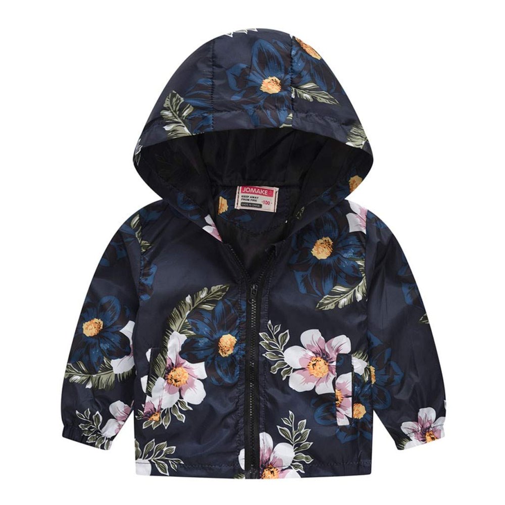 Baby Toddler Boys Girls Fall Spring Clothes Jacket 1-5 Years Old Kids Floral Flowers Hoodie Coats Tops (12-18 Months, Black)