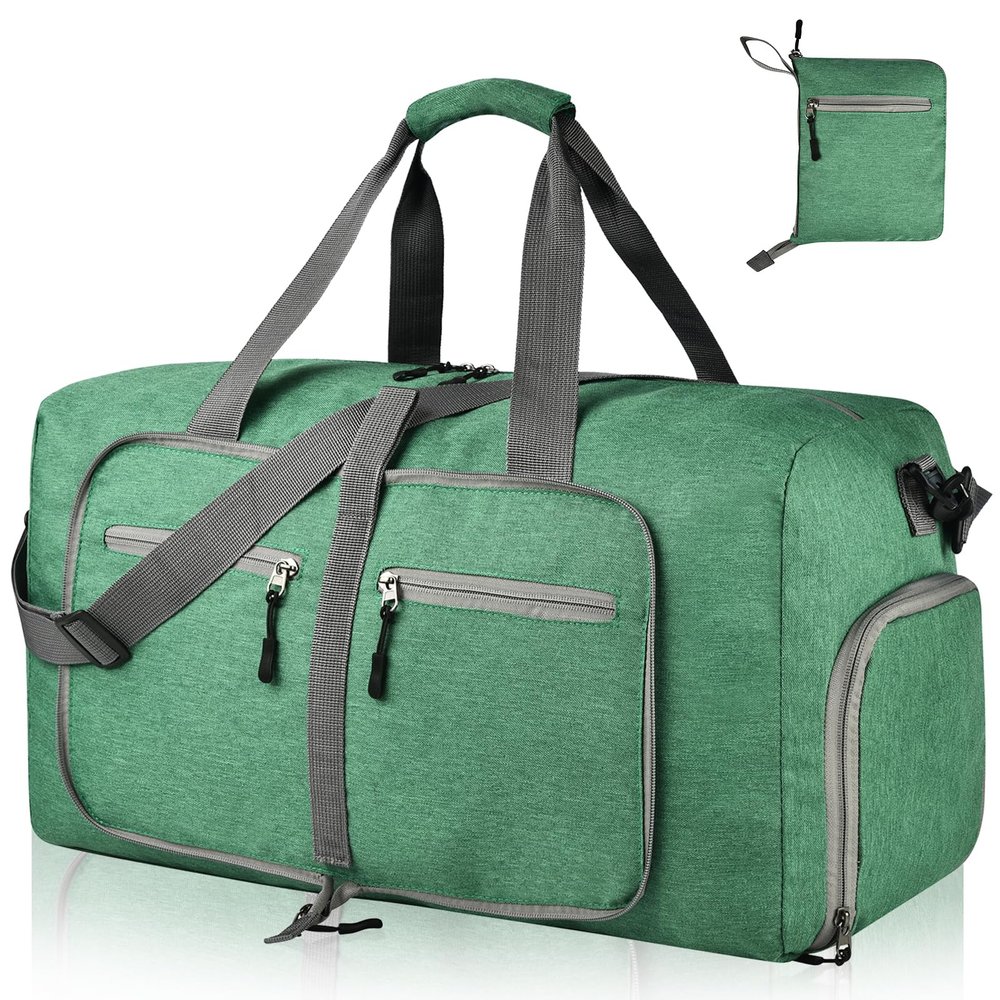 Dimayar 85L Travel Duffle Bag for Men Women - Foldable Duffel Bag with Shoes Compartment - Overnight Bags Waterproof & Tear Resistant(Forest Green)
