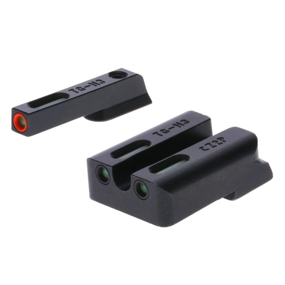 TRUGLO TFX PRO Handgun Sight | Compact Snag-Free Durable Shock-Resistant Glowing Tritium & Fiber-Optic Xtreme Night Sight with High Contrast Orange Front Ring, Compatible with CZ P10 Handguns