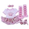 Baby Girl Clothes Sets Floral Princess Crown 1st Birthday Cake Lace Tutu Dress Leggings First Walker Hairband (White, S) view 1