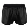 YOOJIA Men's Soft Silk Satin Boxer Briefs Underwear Beach Swim Trunks Lingerie Shorts Pajamas Underpants Black Large view 2