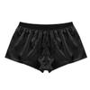 YOOJIA Men's Soft Silk Satin Boxer Briefs Underwear Beach Swim Trunks Lingerie Shorts Pajamas Underpants Black Large view 4