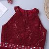 Alvivi Big Girls Halter-Neck Floral Lace Junior Bridesmaid Romper Dress Wedding Party Ball Prom Evening Long Gowns Burgundy 14 view 4