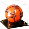 Better Display Cases Acrylic Display Case for Collectibles, Full Size Soccer Ball Display Case, Orange Risers & Black Base, Handcrafted Showcase Box.DIM;9.75" L x 9.75" W x 9.75" H.(A027-OR) view 1