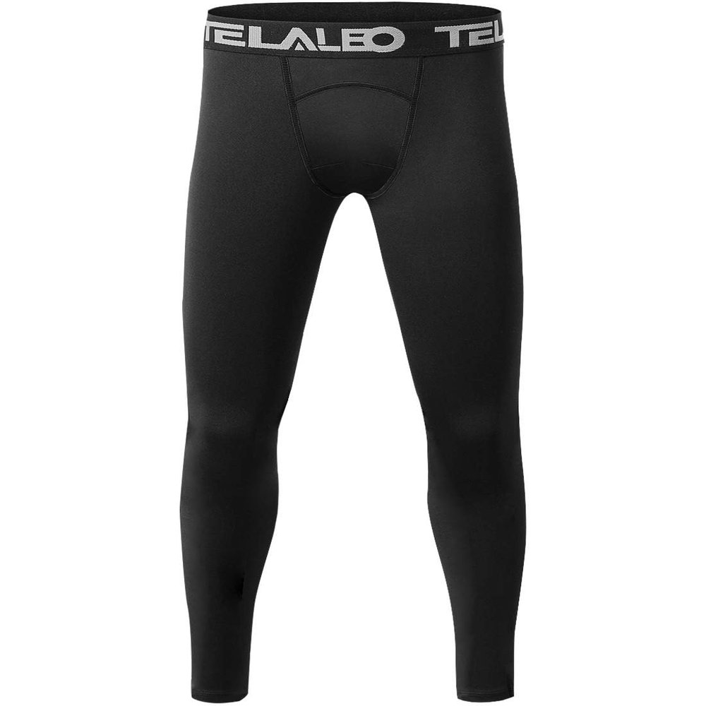 TELALEO 1 Pack Boys' Youth Compression Leggings Pants Tights Athletic Base Layer for Running Hockey Basketball Black XL