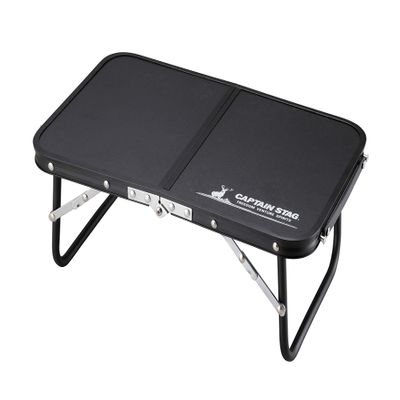Captain Stag UC-546 FD Hand Table, 18.5 x 11.8 inches (47 x 30 cm), Can Store Kamado Smart Grill B6 Type, Black