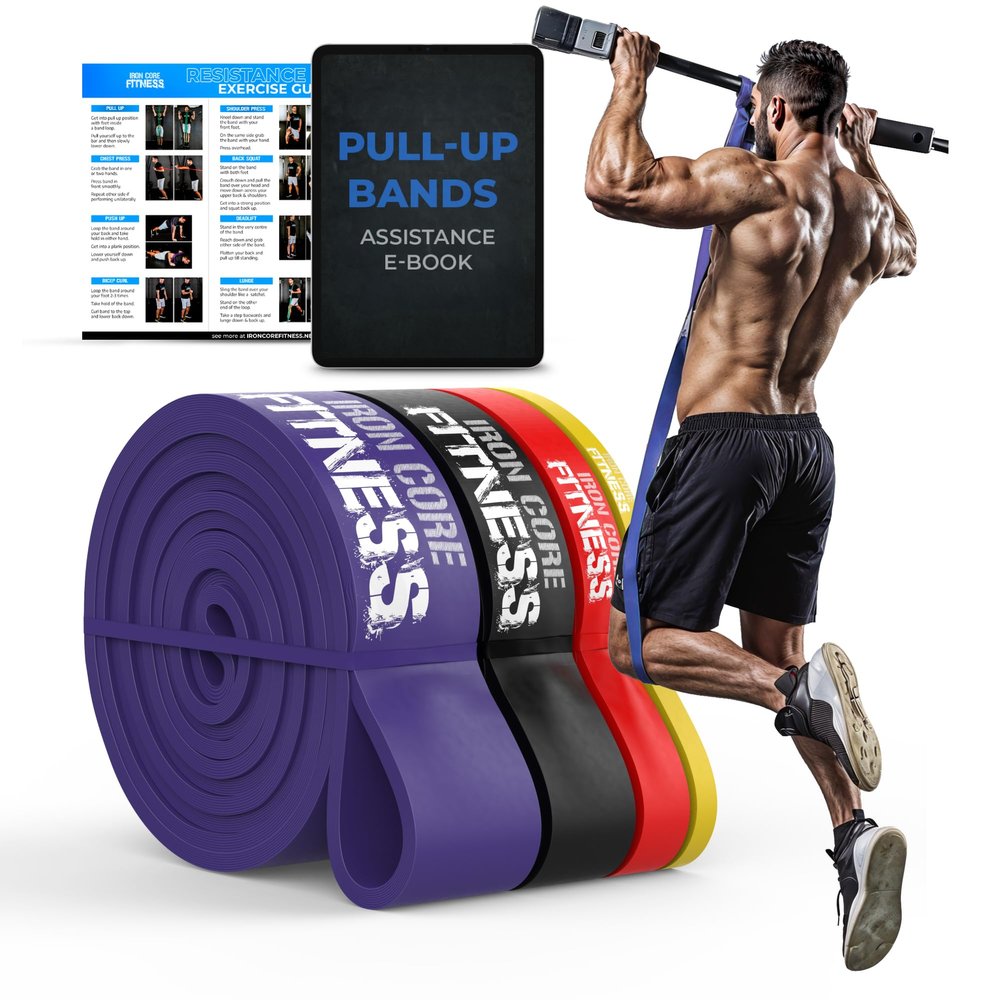 Pull Up Assistance Bands  Resistance Bands Set for Working Out (4-Pack)  Long Loop Power Band for Men and Women  Ideal for Crossfit, Stretching, Physical Therapy, Warm-Up & Home Gym Training
