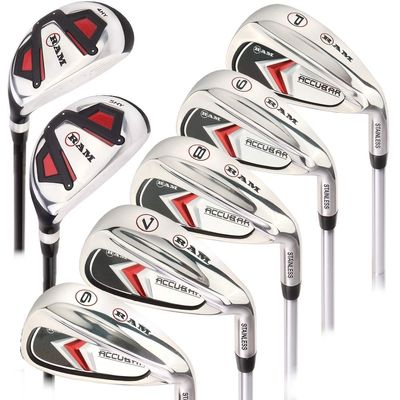 Ram Golf Accubar Mens Clubs 1 Inch Longer Iron Set 6-7-8-9-PW with Hybrids 24 and 27