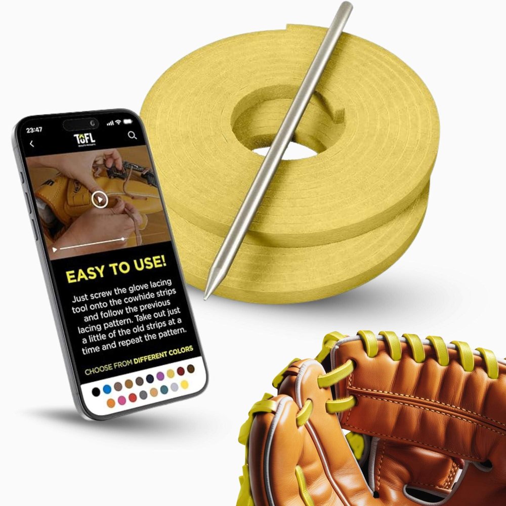 TOFL Softball and Baseball Glove Lace Kit | Mitt Lace Glove Repair Lacing Kit | 2 Leather Laces with Lacing Needle for Catchers Glove| Mango