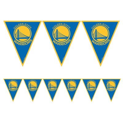 Golden State Warriors Blue Plastic Pennant Banner - 12' x 10" (Pack Of 1) - Perfect For Indoor/Outdoor Celebrations & NBA Fan Decor