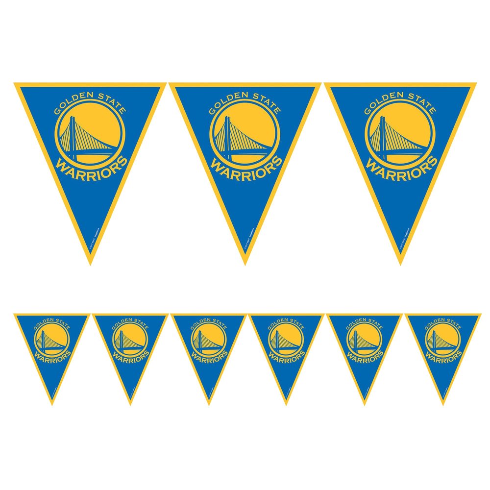 Golden State Warriors Blue Plastic Pennant Banner - 12' x 10" (Pack Of 1) - Perfect For Indoor/Outdoor Celebrations & NBA Fan Decor
